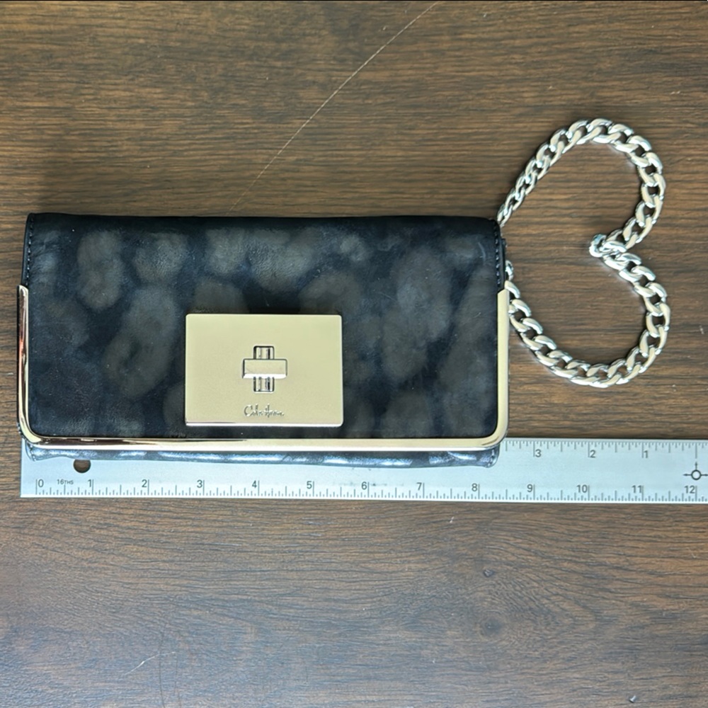 Cole Haan Black and Silver Wristlet Clutch